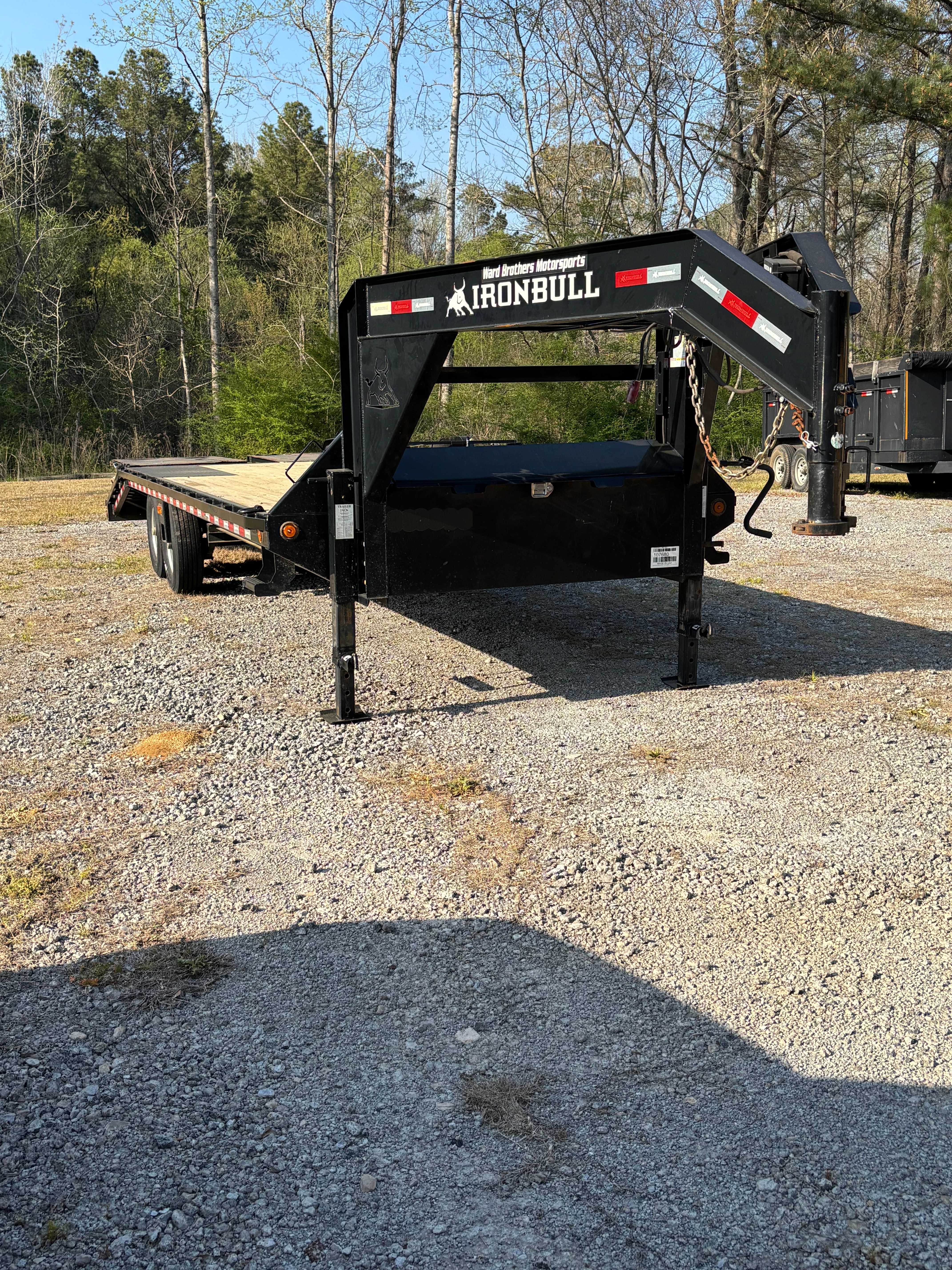 25ft Ironbull gooseneck trailer for rent in McCalla Alabama - Heavy-duty equipment transport with mega ramps